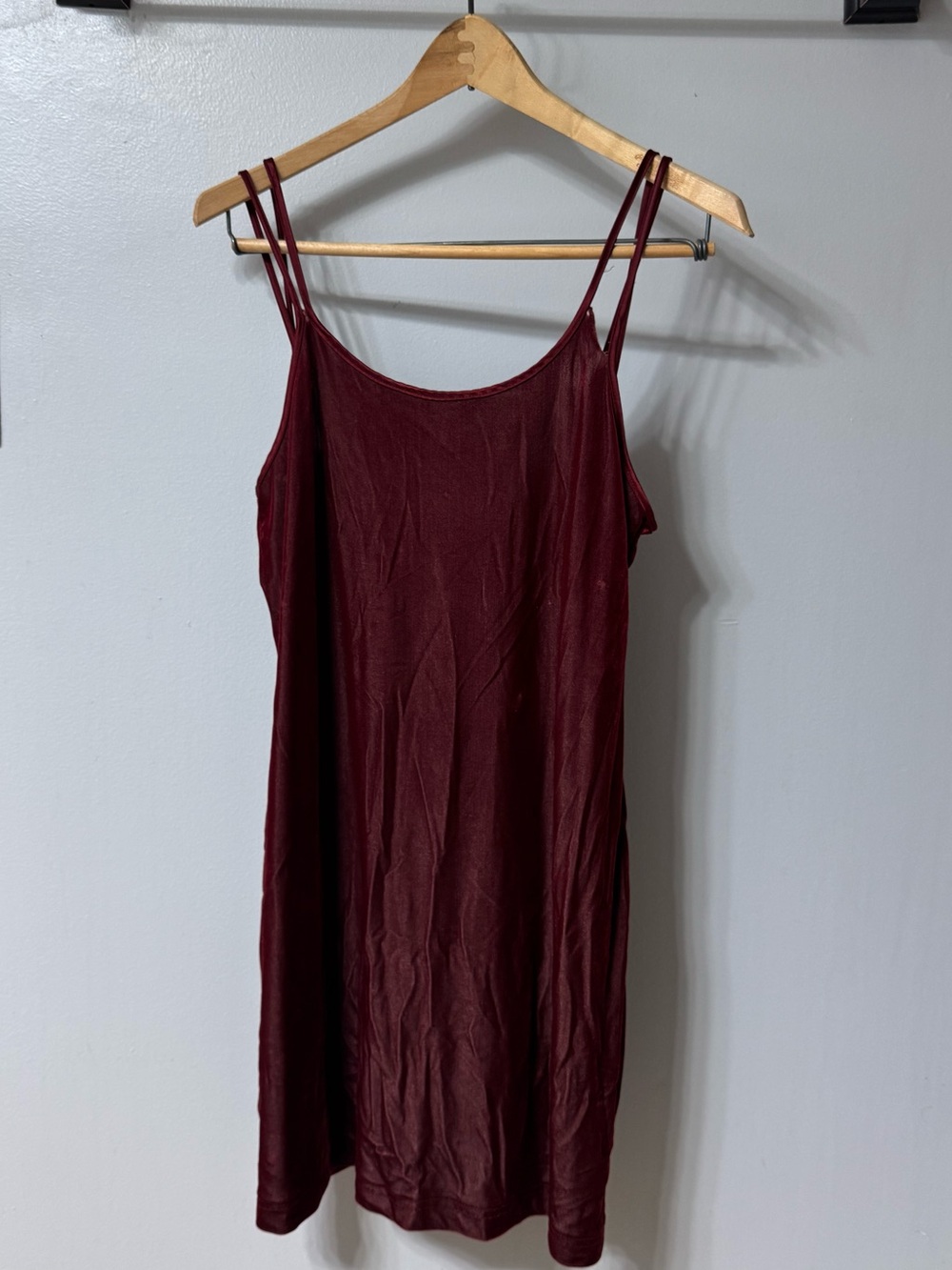 Women’s velvet Burgundy Slip Dress with Double Spaghetti Straps